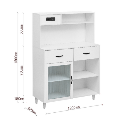Modern White Sideboard for Dining Room & Kitchen, Solid Wood