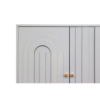 Modern Gray Sideboard for Dining & Entryway, 4-Door Storage