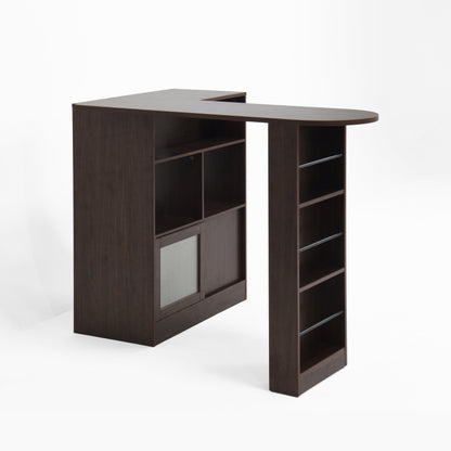 Modern Walnut Bar Cabinet for Dining, Rotating Top