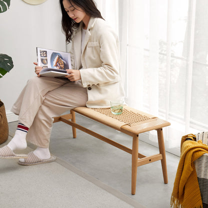 Minimalist Solid Oak Dining Bench for Dining Room or Bedroom