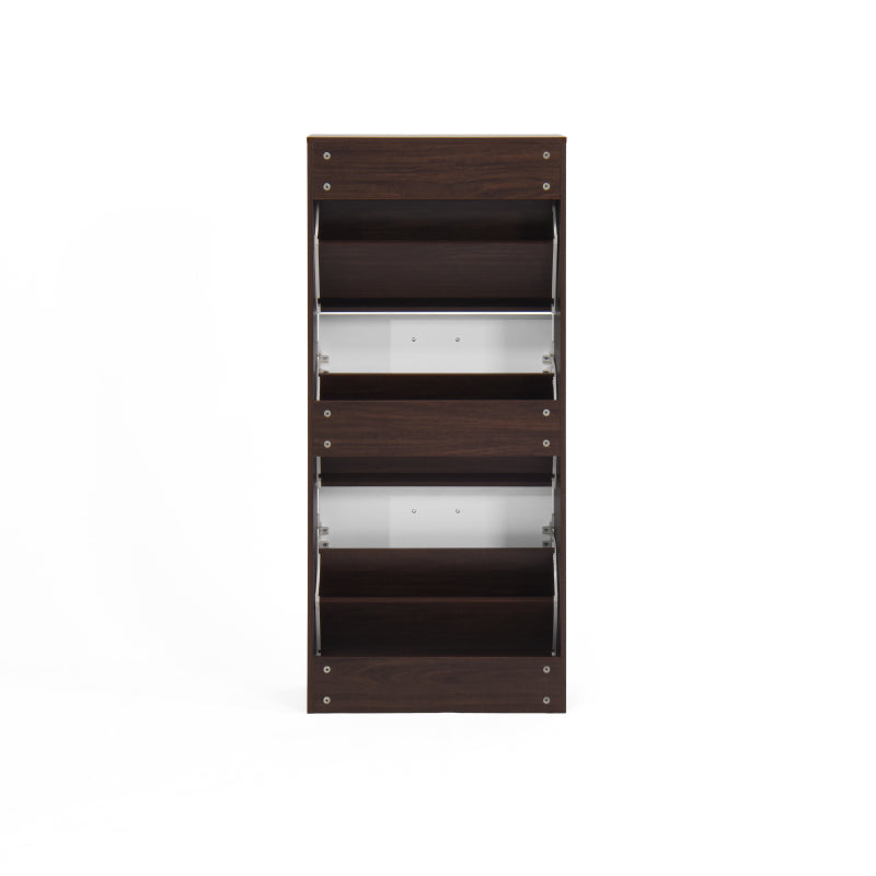 Modern Slim White Shoe Cabinet for Entryway, 3 Flip Drawers