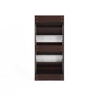 Modern Slim White Shoe Cabinet for Entryway, 3 Flip Drawers