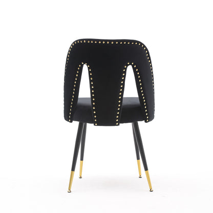 A&A Furniture Akoya Velvet Dining Chairs, Gold-Tipped Legs