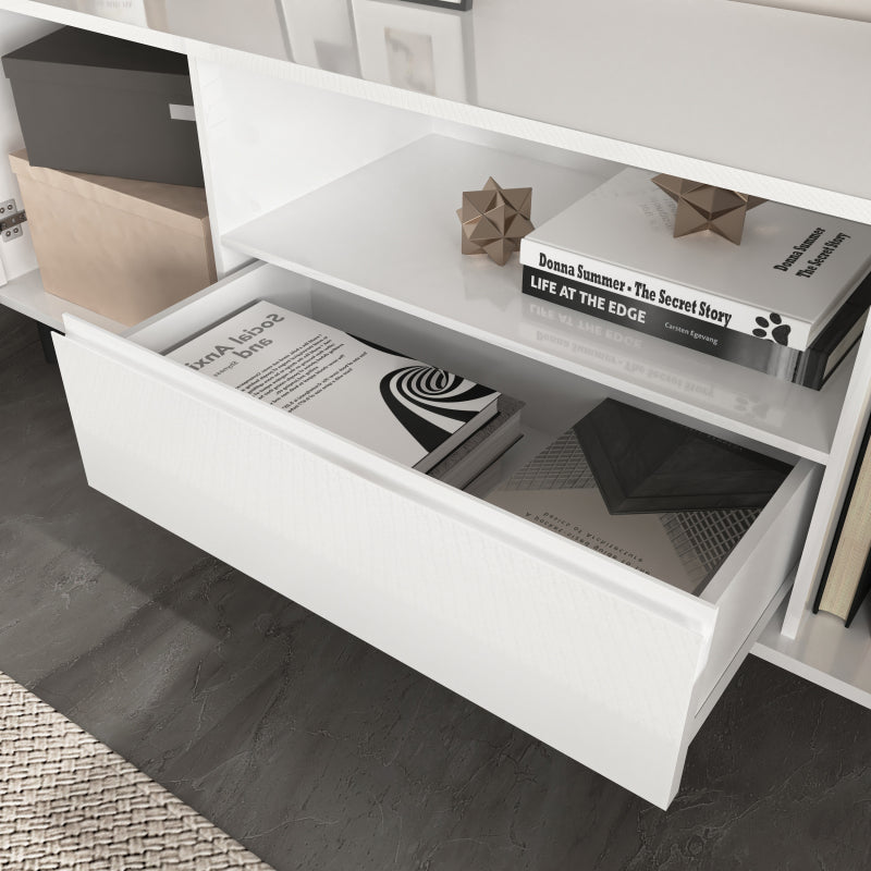 Modern High-Gloss TV Stand for Living Room with Shelves