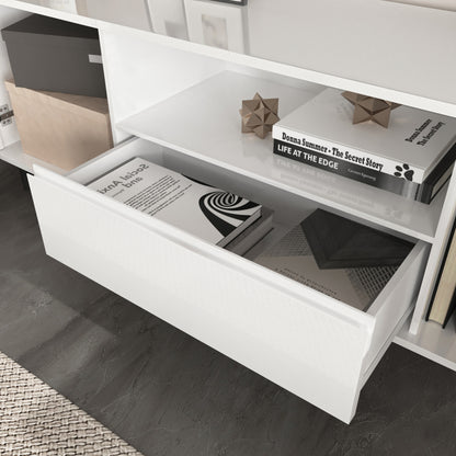 Modern High-Gloss TV Stand for Living Room with Shelves