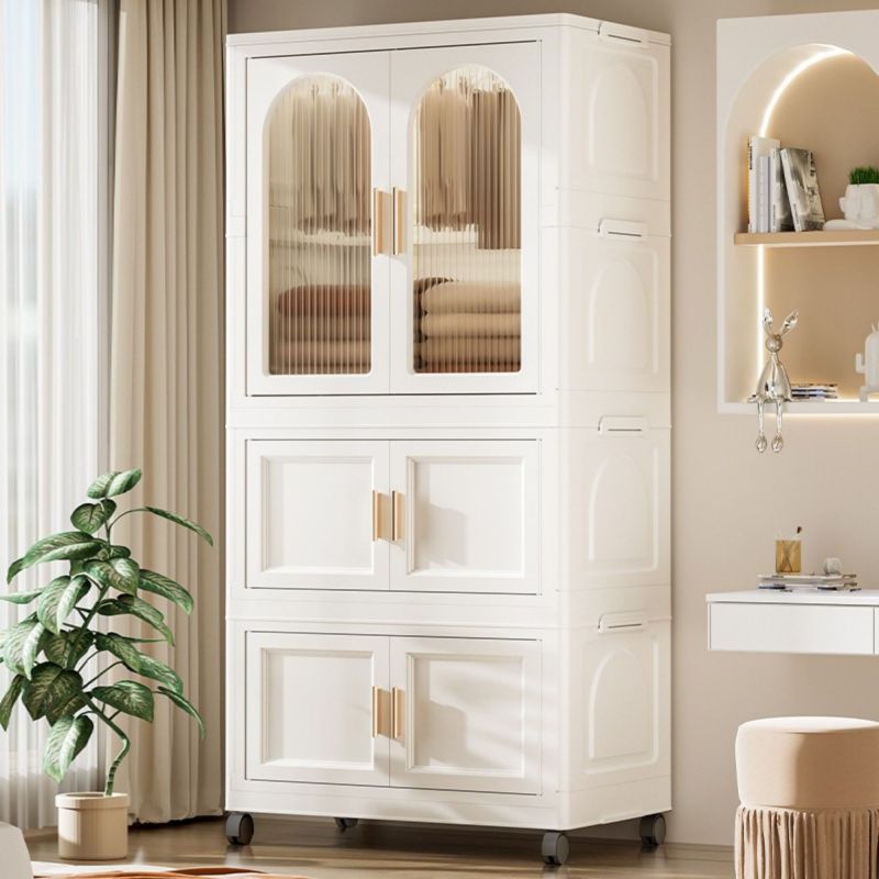 Modern Rolling Wardrobe for Small Spaces with Magnetic Door