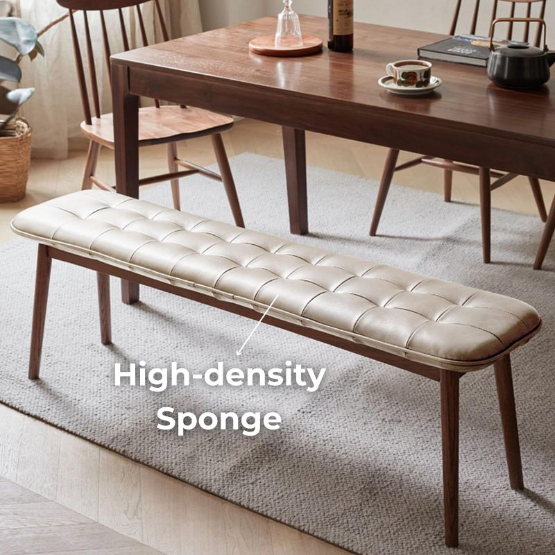 Scandi Dining Bench with Natural Oak & Leather Cushion