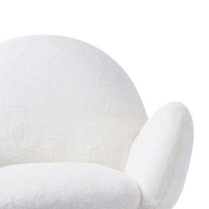 Scandi Accent Chair for Living Room, Solid Beech & Sherpa