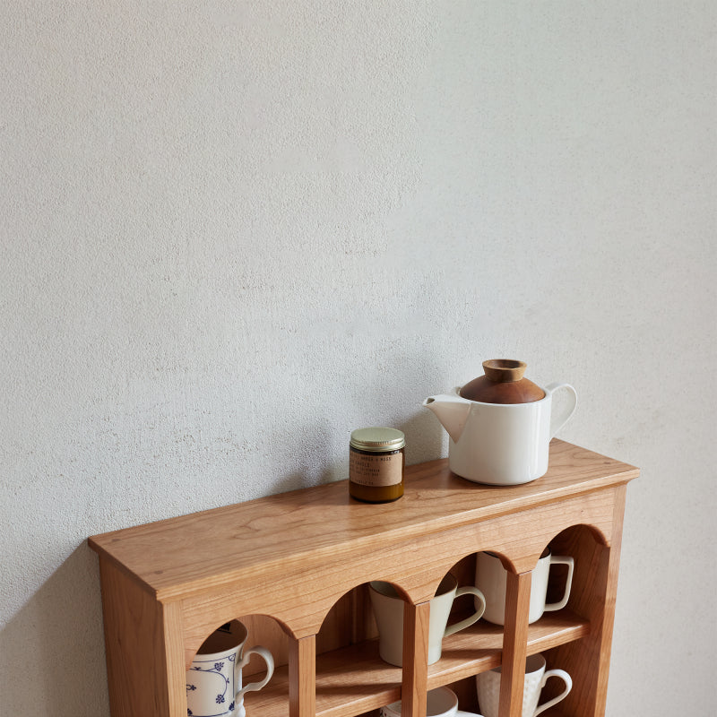 Modern European Kitchen Mug Rack, One-Piece Solid Cherry