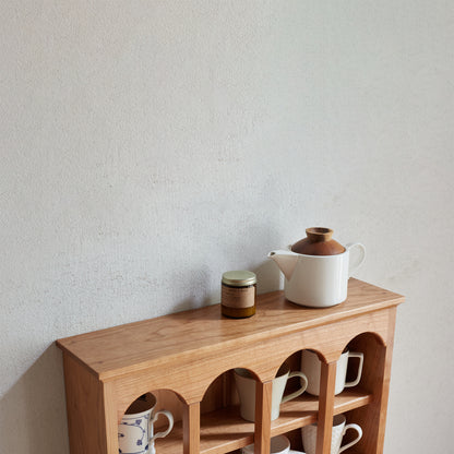 Modern European Kitchen Mug Rack, One-Piece Solid Cherry