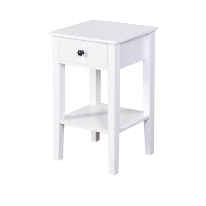 Modern White Bathroom Storage Table with Drawer