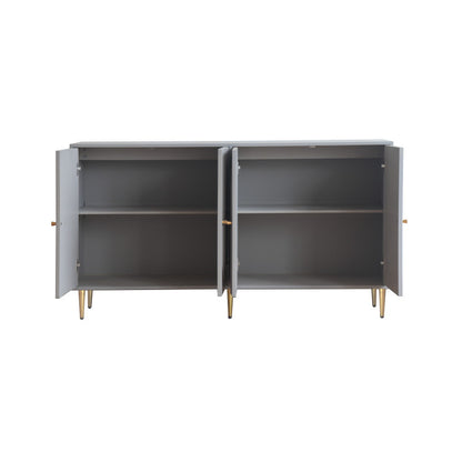 Modern Gray Sideboard for Dining & Entryway, 4-Door Storage
