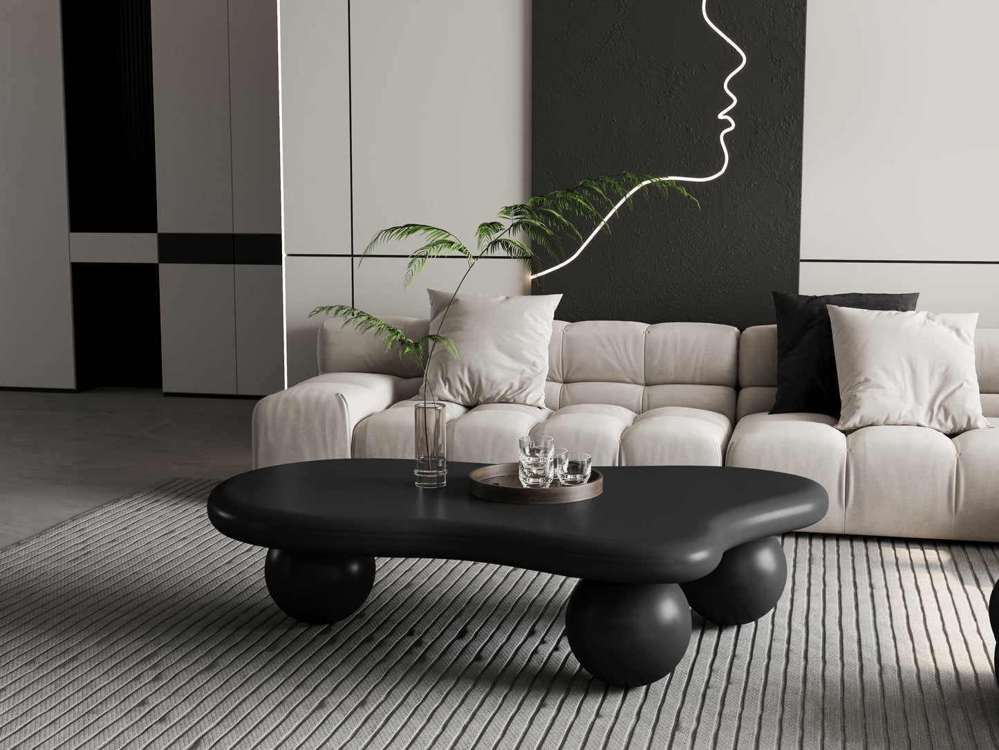 Modern Cloud Coffee Table for Your Living Room, 3 Ball Legs