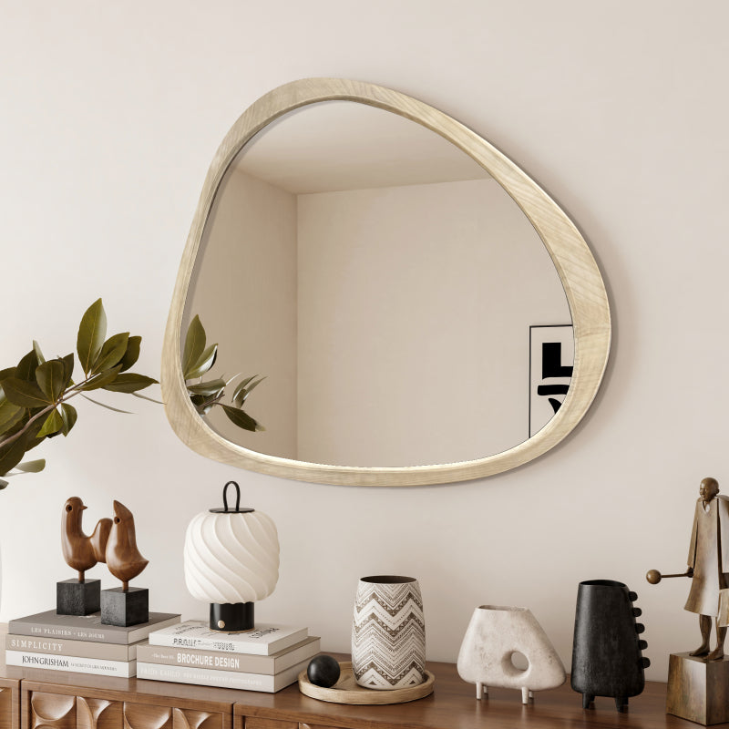 Organic Modern Wall Mirror for Entryway, Asymmetrical 45in