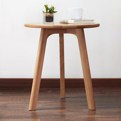 Modern Solid Oak Round End Table for Living Room