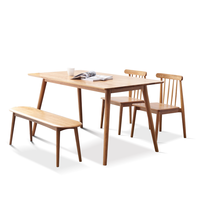 Natural Solid Oak Dining Bench for Dining Room