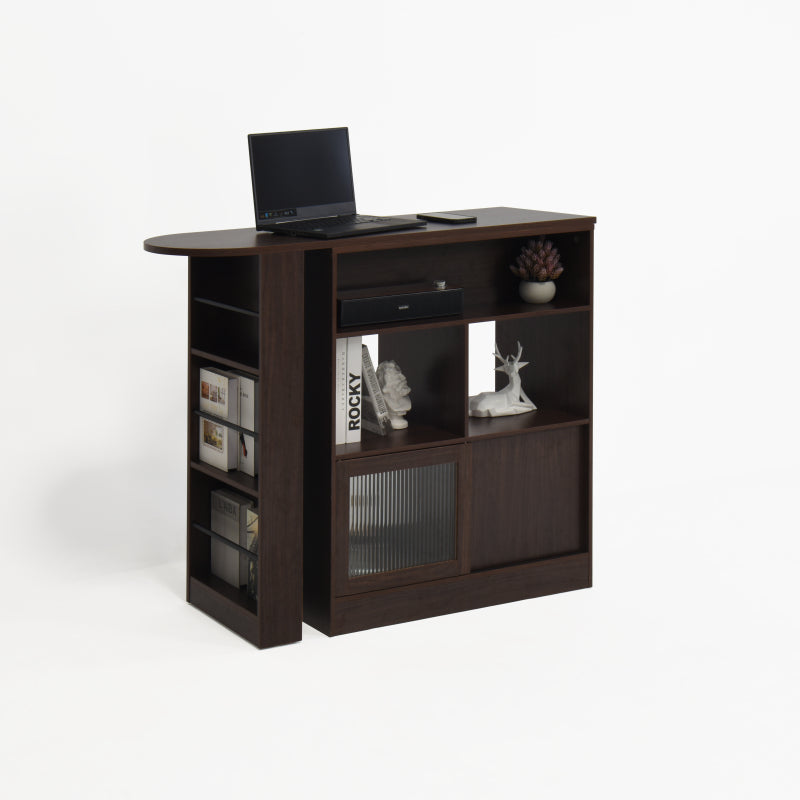 Modern Walnut Bar Cabinet for Dining, Rotating Top
