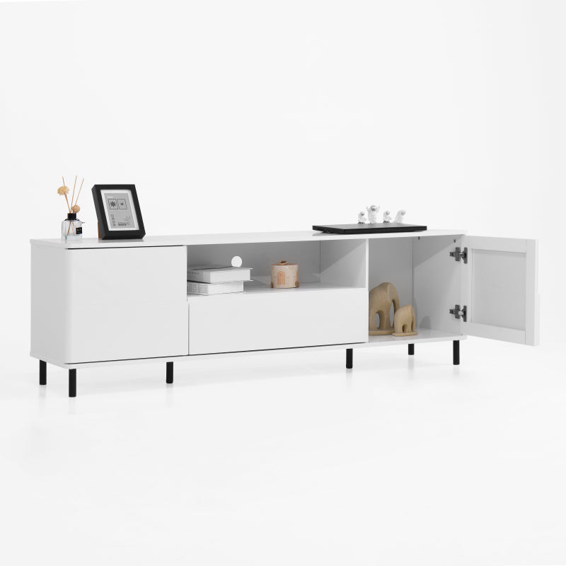 Modern High-Gloss TV Stand for Living Room with Shelves