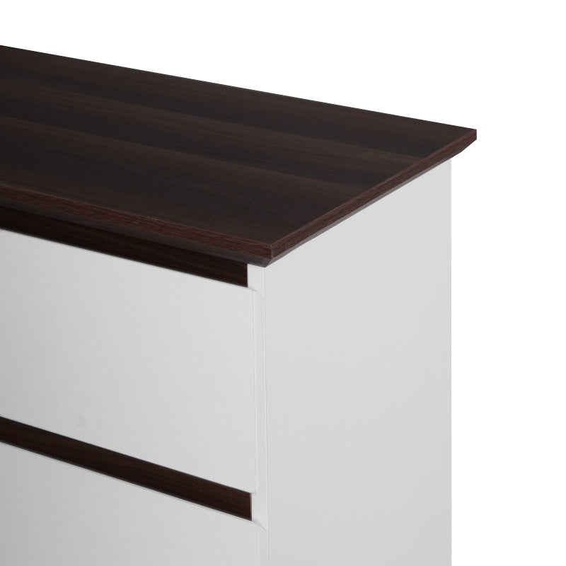Modern 5-Drawer Bedroom Dresser, Two-Tone White & Walnut