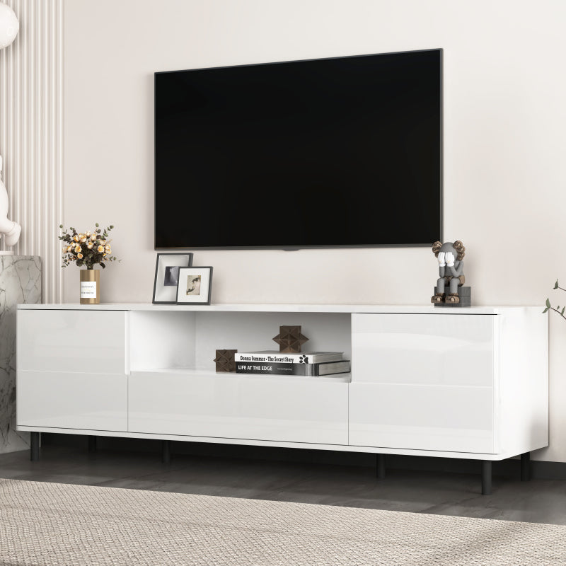 Modern High-Gloss TV Stand for Living Room with Shelves