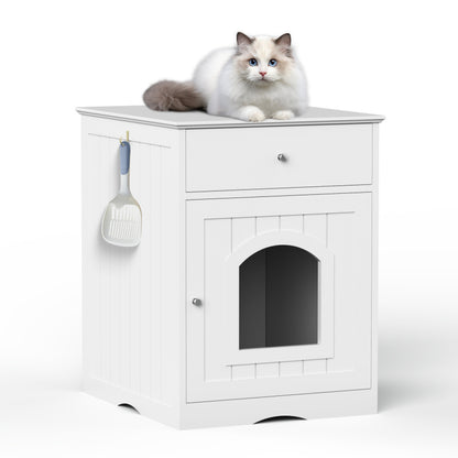 Modern Wood Cat Litter Box End Table, Indoor, Hides Litter