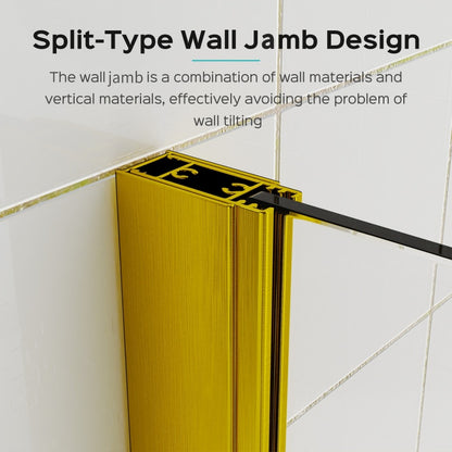 Frameless Folding Tub Door, Brushed Gold, 1/4" Tempered