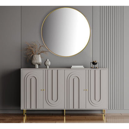 Modern Gray Sideboard for Dining & Entryway, 4-Door Storage