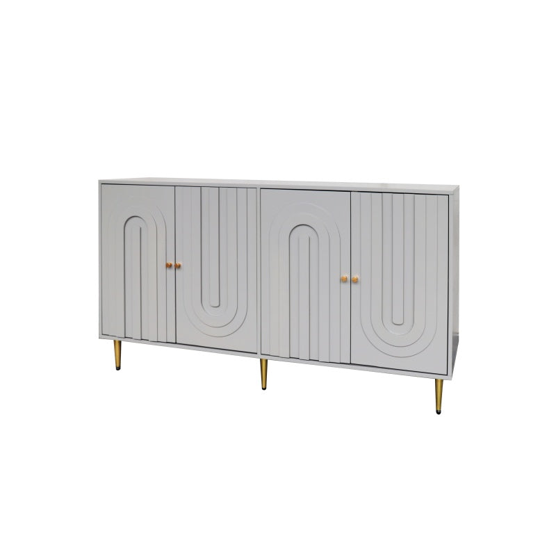 Modern Gray Sideboard for Dining & Entryway, 4-Door Storage
