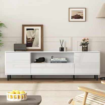 Modern High-Gloss TV Stand for Living Room with Shelves