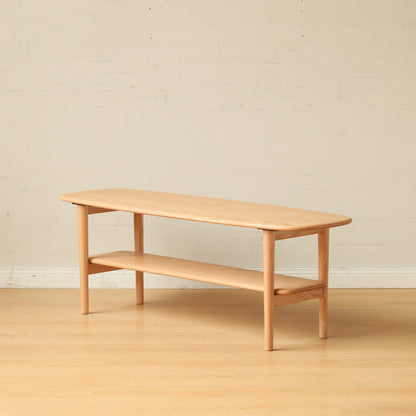 Minimalist Home Coffee Table, Solid Wood Top with Shelf