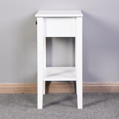Modern White Bathroom Storage Table with Drawer