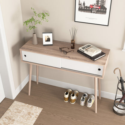 Modern Entryway Console Table with Sliding Doors and Storage