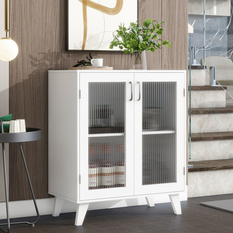 Modern Glass-Door Living Room Cabinet with Adjustable Shelf