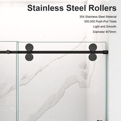 Frameless Sliding Shower Door 56-60 in, Matte Black 8mm