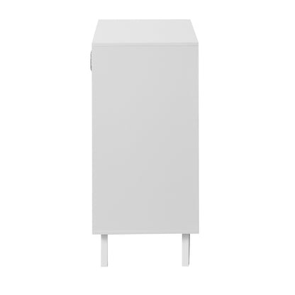 Modern Glass-Door Living Room Cabinet with Adjustable Shelf