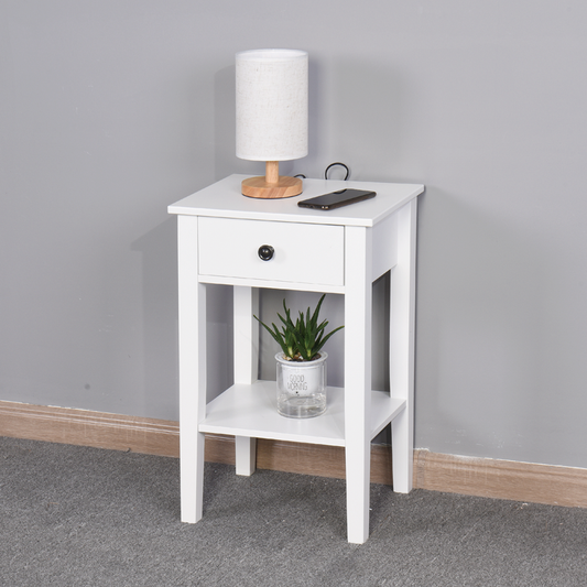 Modern White Bathroom Storage Table with Drawer