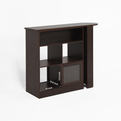 Modern Walnut Bar Cabinet for Dining, Rotating Top