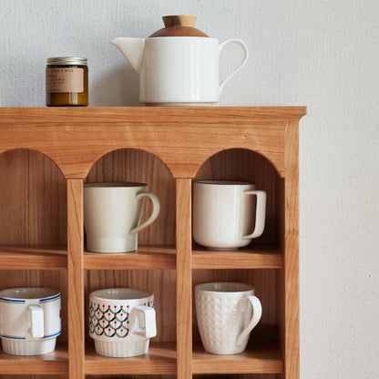 Modern European Kitchen Mug Rack, One-Piece Solid Cherry
