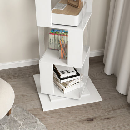 Modern Rotating 5-Tier Bookcase, Living Room, Anti-Tip Base