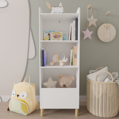 Modern 4-Tier Kids Bookcase for Playroom with Toy Storage