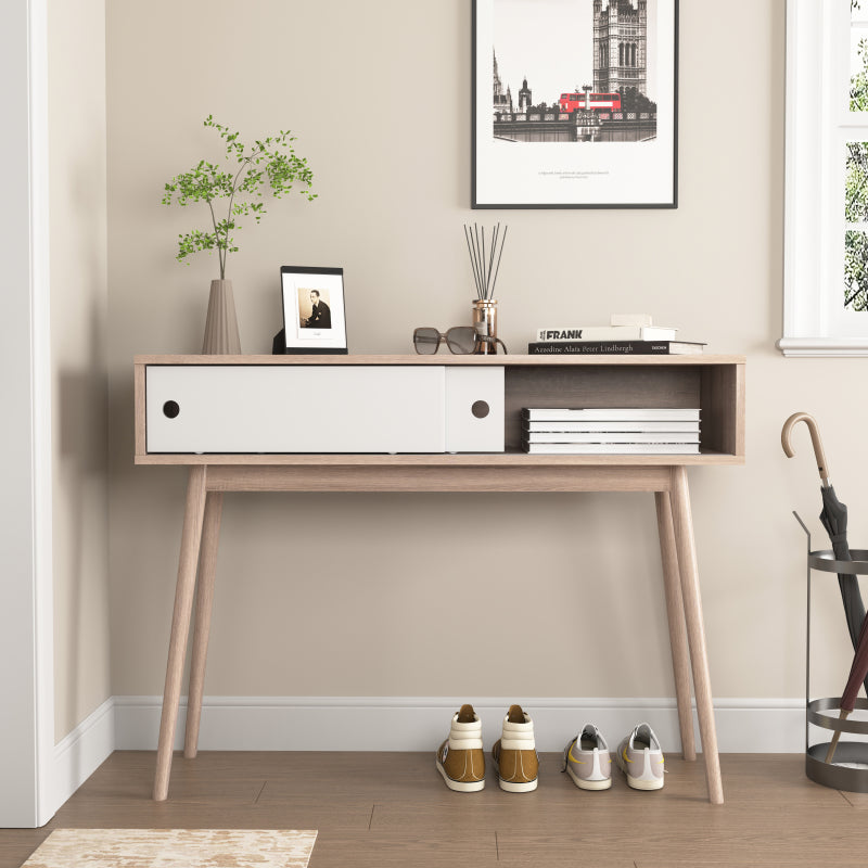 Modern Entryway Console Table with Sliding Doors and Storage