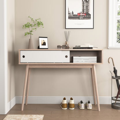 Modern Entryway Console Table with Sliding Doors and Storage