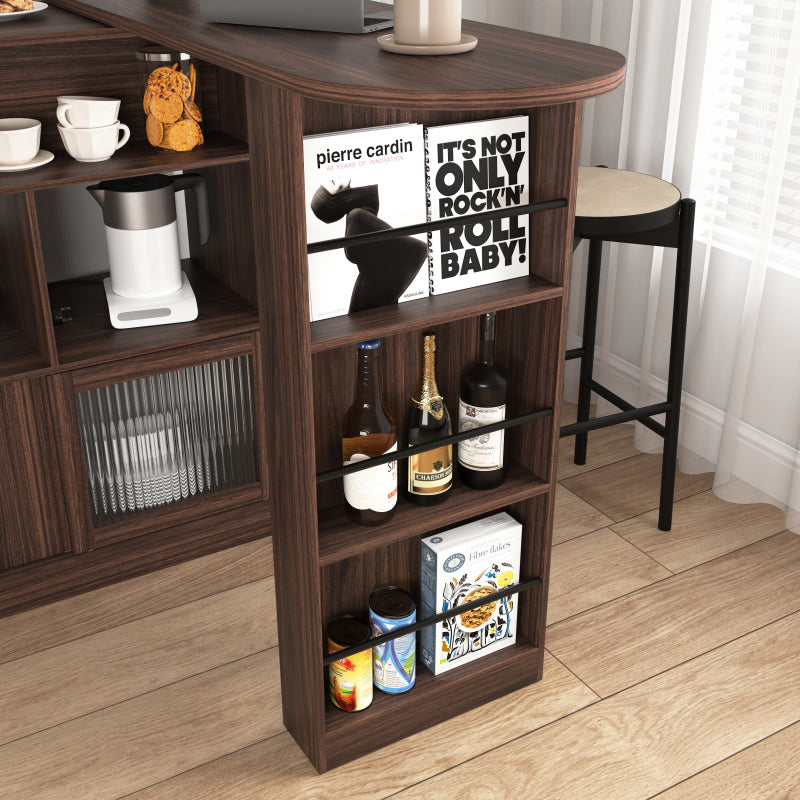 Modern Walnut Bar Cabinet for Dining, Rotating Top