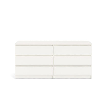Modern 6-Drawer Double Dresser for Bedroom, Sleek White