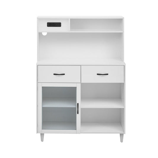 Modern White Sideboard for Dining Room & Kitchen, Solid Wood