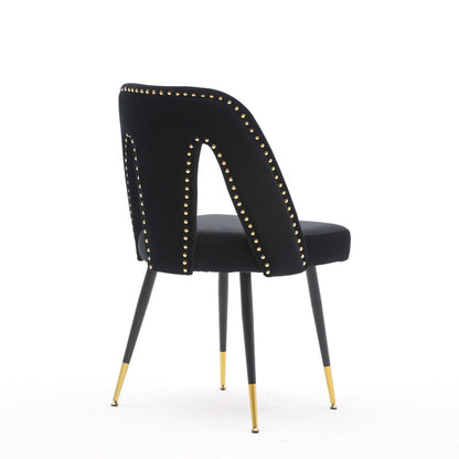 A&A Furniture Akoya Velvet Dining Chairs, Gold-Tipped Legs
