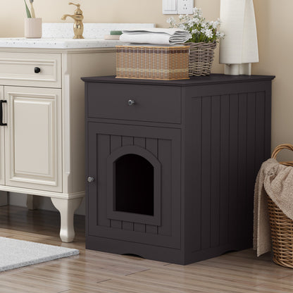 Modern Wood Cat Litter Box End Table, Indoor, Hides Litter