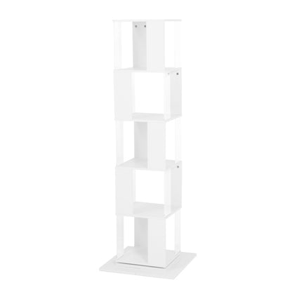 Modern Rotating 5-Tier Bookcase, Living Room, Anti-Tip Base