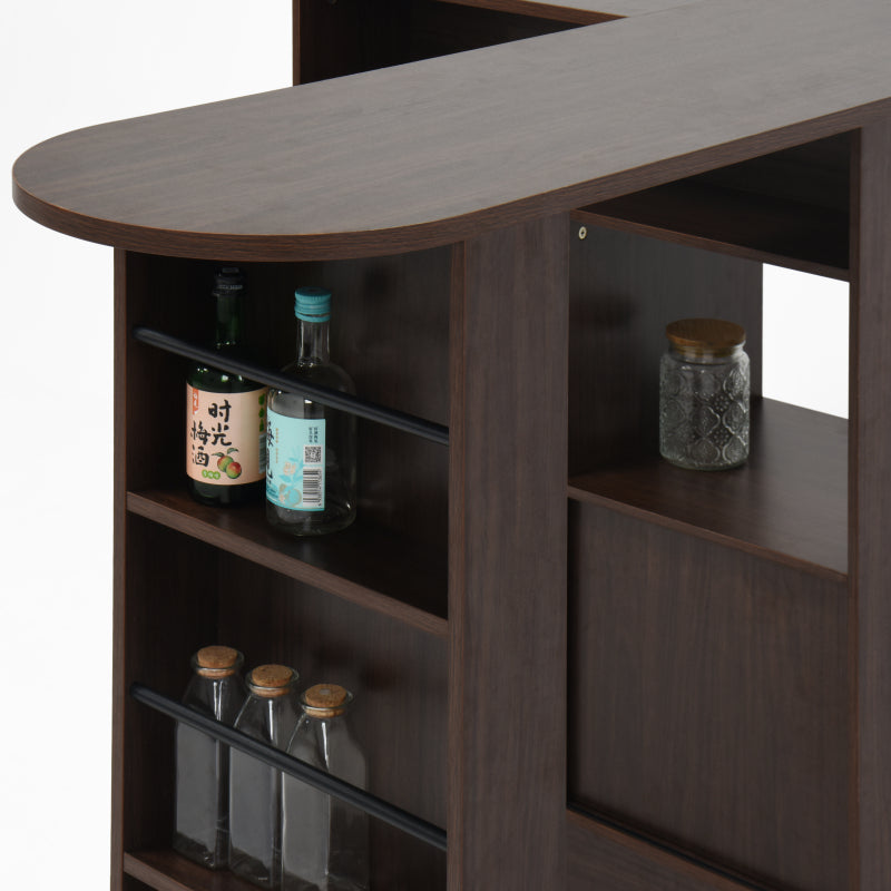 Modern Walnut Bar Cabinet for Dining, Rotating Top