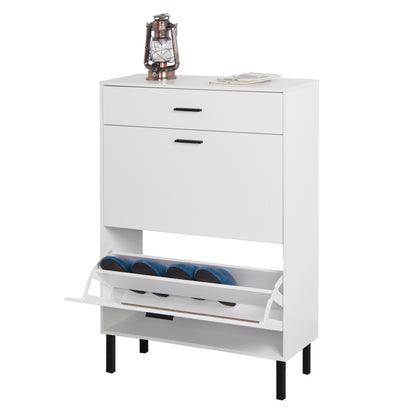 Modern Shoe Cabinet for Entryway with 2 Flip Drawers